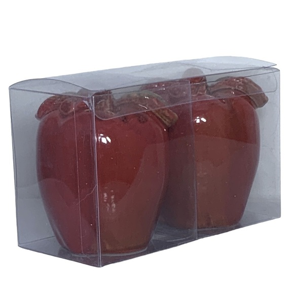 Salt Pepper Shakers Ceramic Apples Rustic Autumn Harvest Artisan Hand Painted - Picture 8 of 15